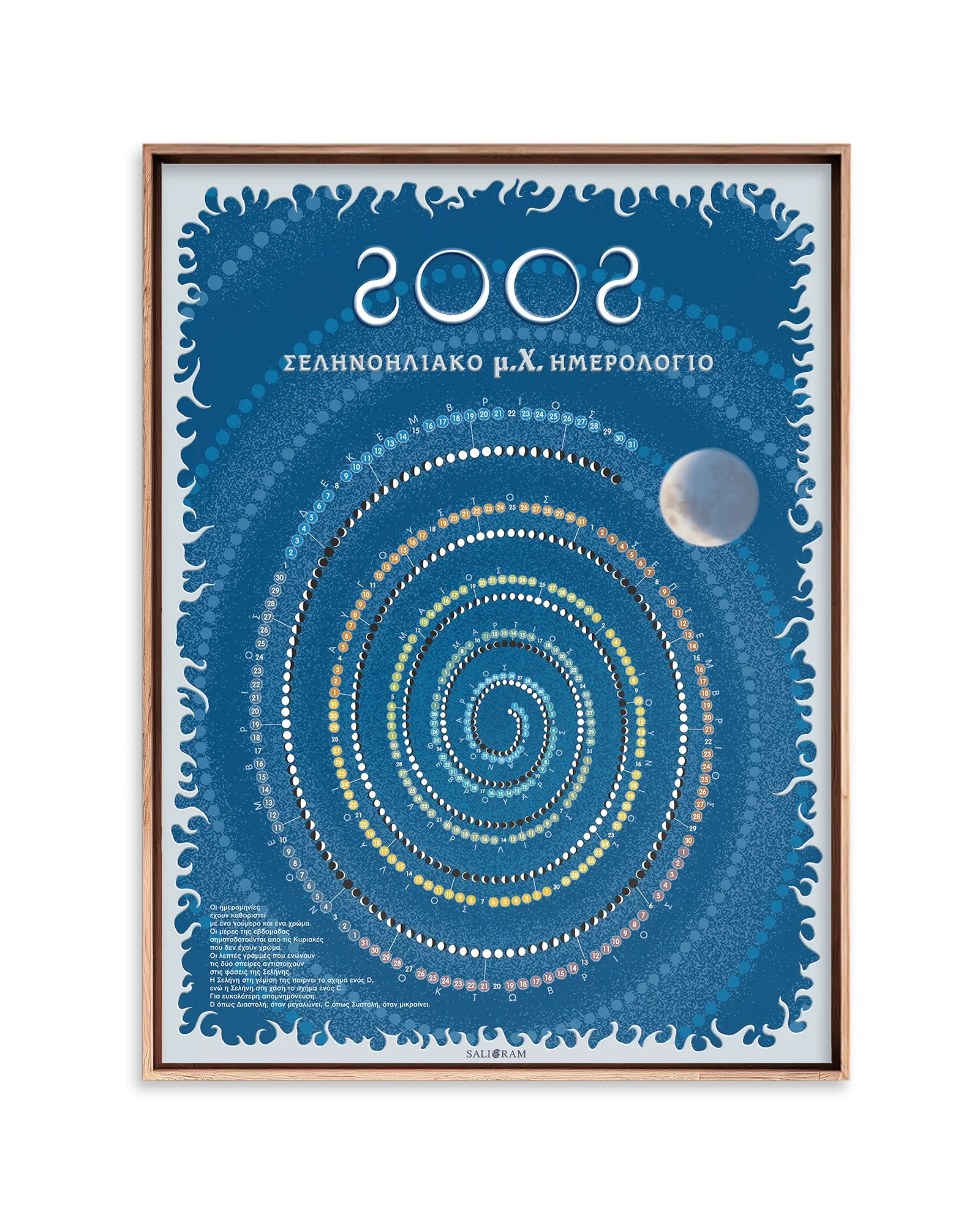 2002 Calendar poster // The spiral nature of time in a calendar from the Lunisolar Calendars series.